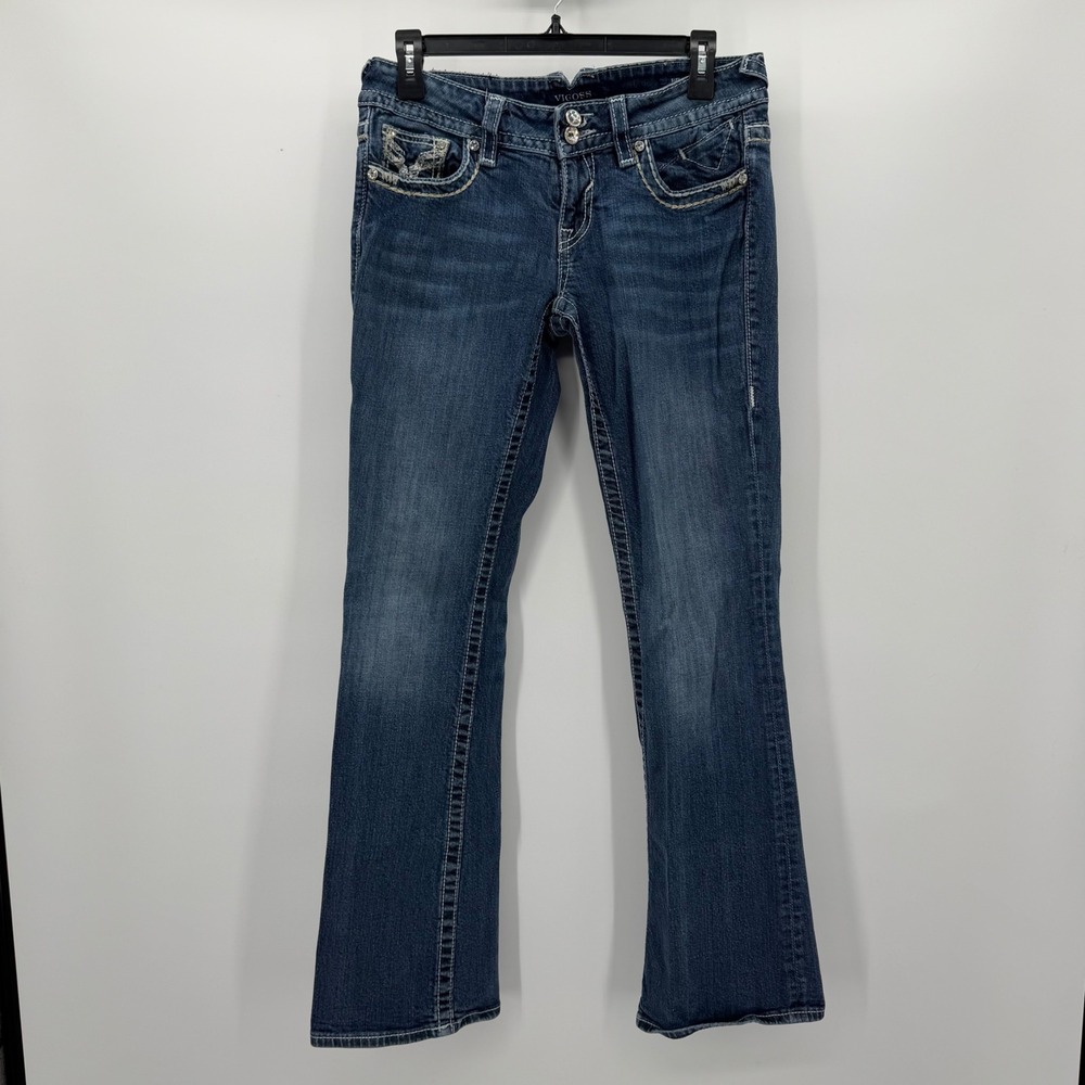 Y2K Vigoss Chelsea Bootcut Jeans Rhinestone Low Rise Size 7/8 Length 33